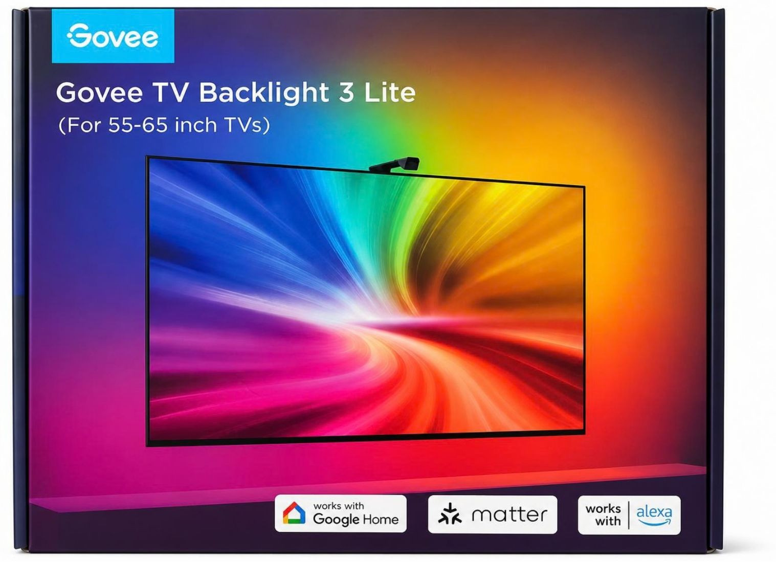 Tira de Luces LED Inteligente para TV Govee TV Backlight 3 Lite con Cámara y Sincronización RGBICW (55-65")