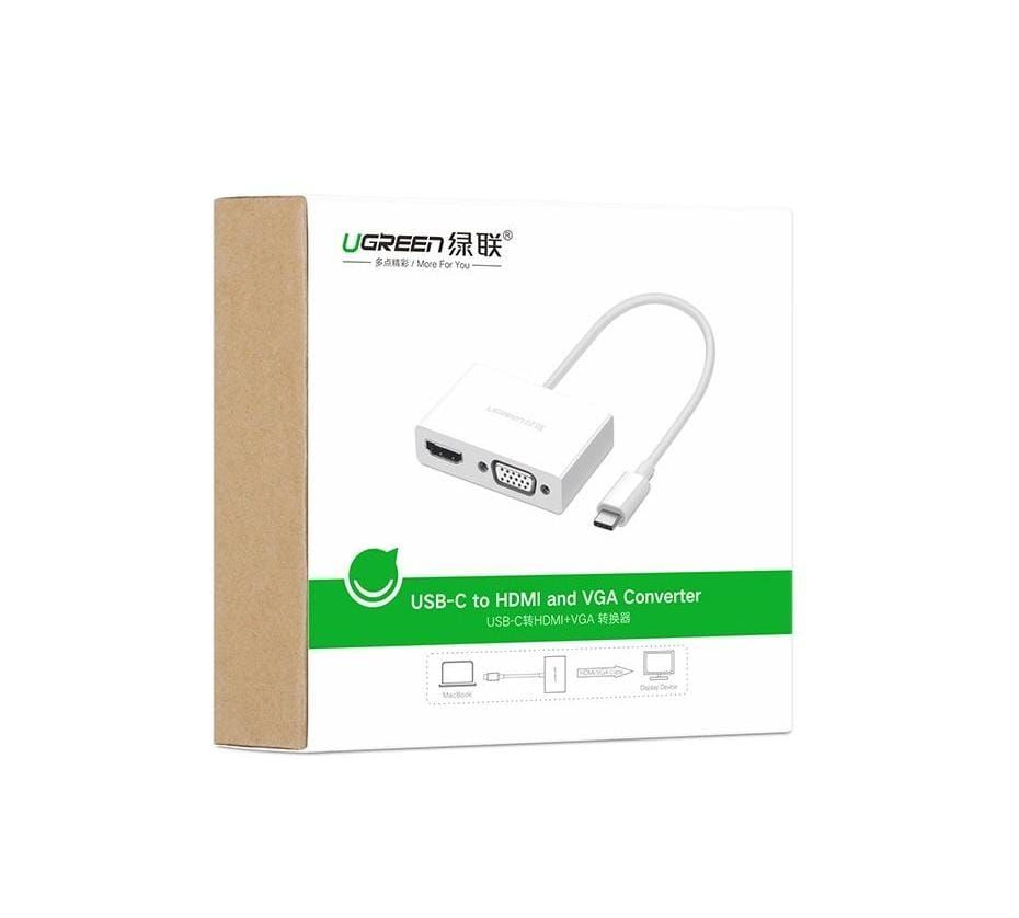 Adaptador / Convertidor USB-C a HDMI y VGA Ugreen (Blanco - MM123)