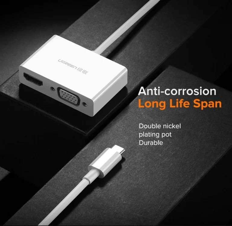 Adaptador / Convertidor USB-C a HDMI y VGA Ugreen (Blanco - MM123) — imagen 2