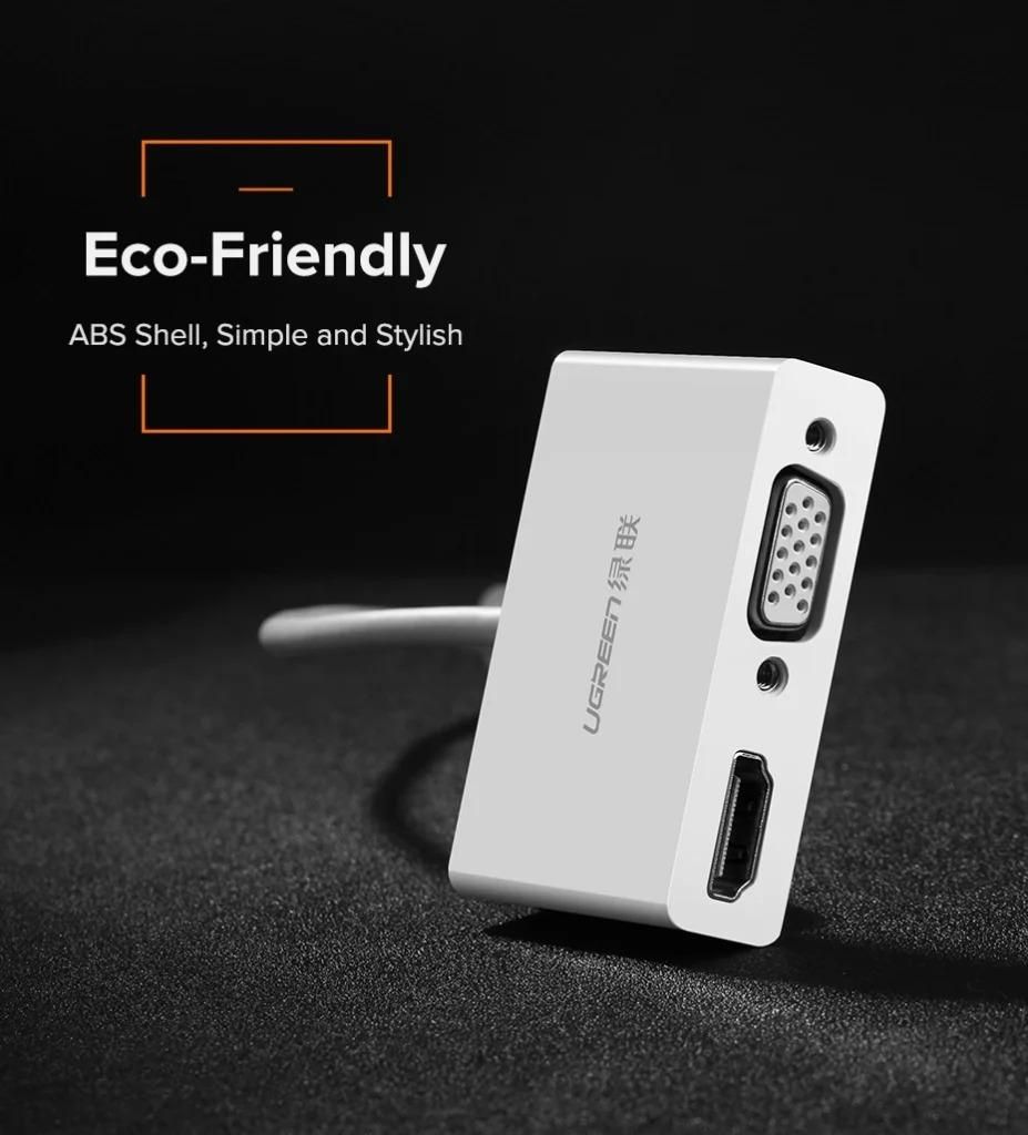 Adaptador / Convertidor USB-C a HDMI y VGA Ugreen (Blanco - MM123) — imagen 3