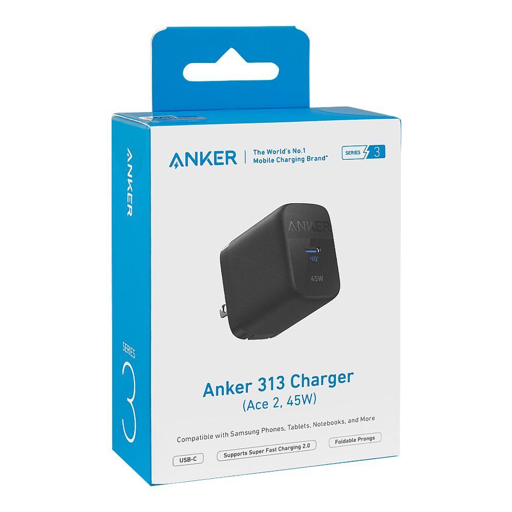 Cargador de Pared Anker 313 (Ace) 45W USB-C Carga Rápida GaN con Super Fast Charging 2.0 (PPS)