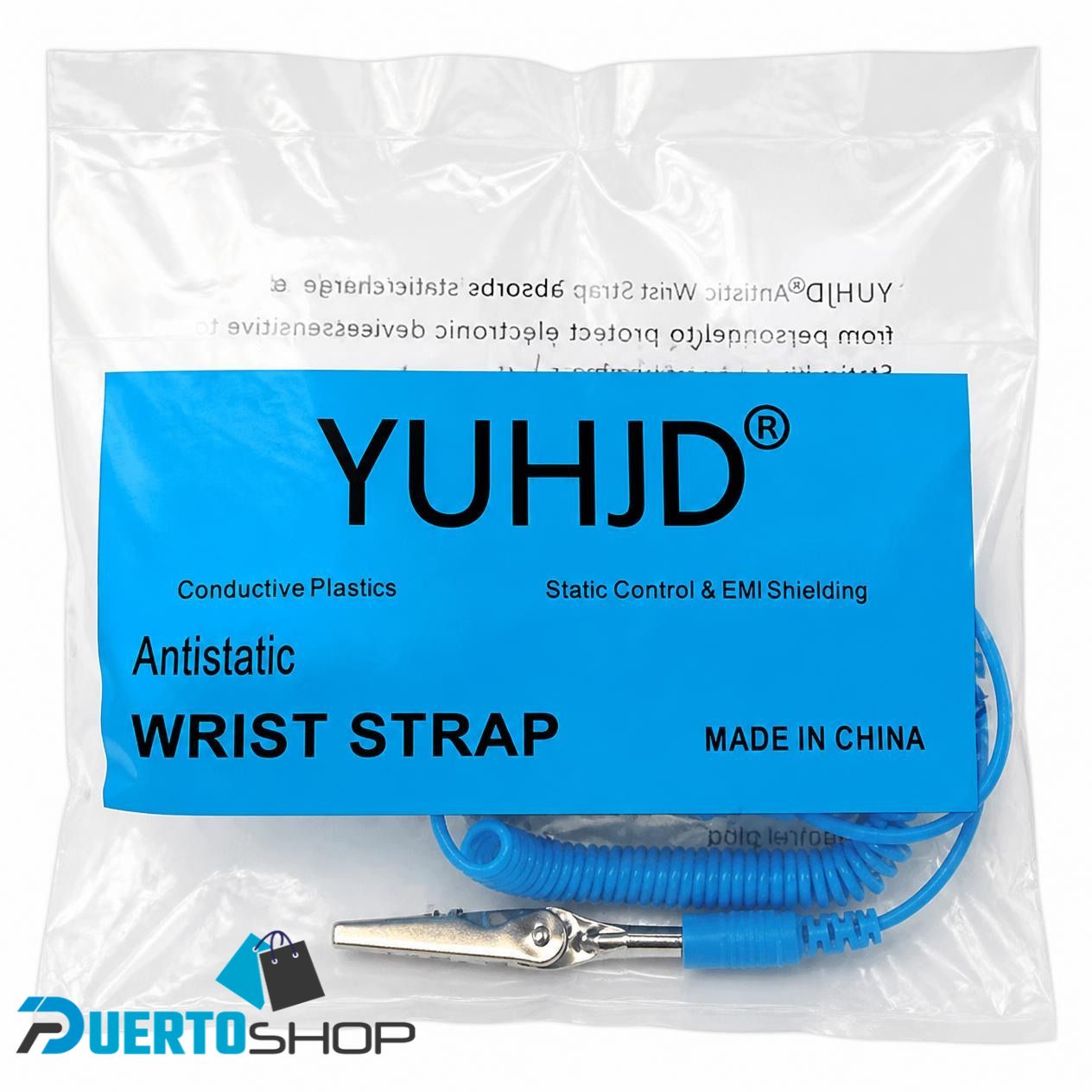 Pulsera Antiestática Ajustable ESD con Cable en Espiral y Conector Caimán para Reparación Electrónica
