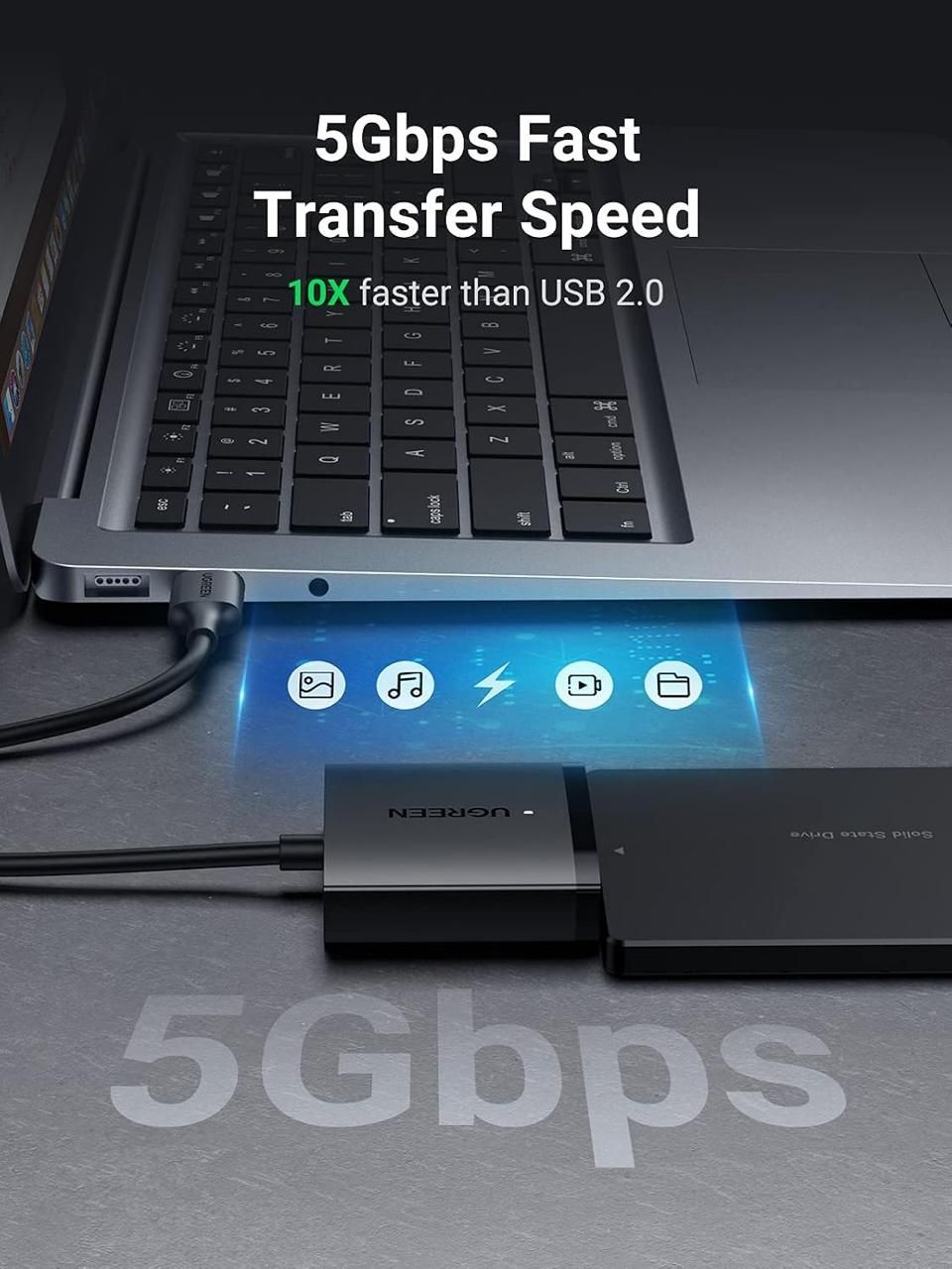 Adaptador USB 3.0 a SATA III UGREEN CM257 para Discos Duros y SSD 2.5" / 3.5" — imagen 4