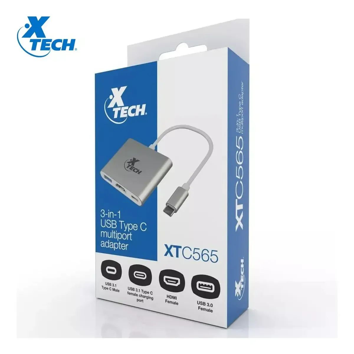 Adaptador Multipuerto USB-C 3 en 1 (HDMI 4K, USB 3.0 y Carga USB-C)