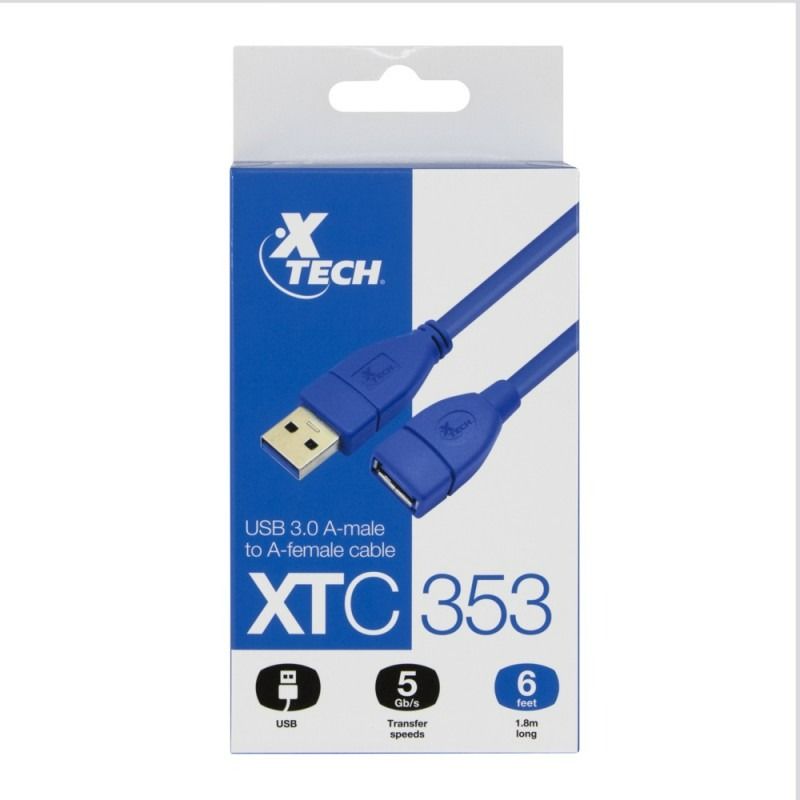 Cable Extensión USB 3.0 USB-A Macho a Hembra 1.8 Mts