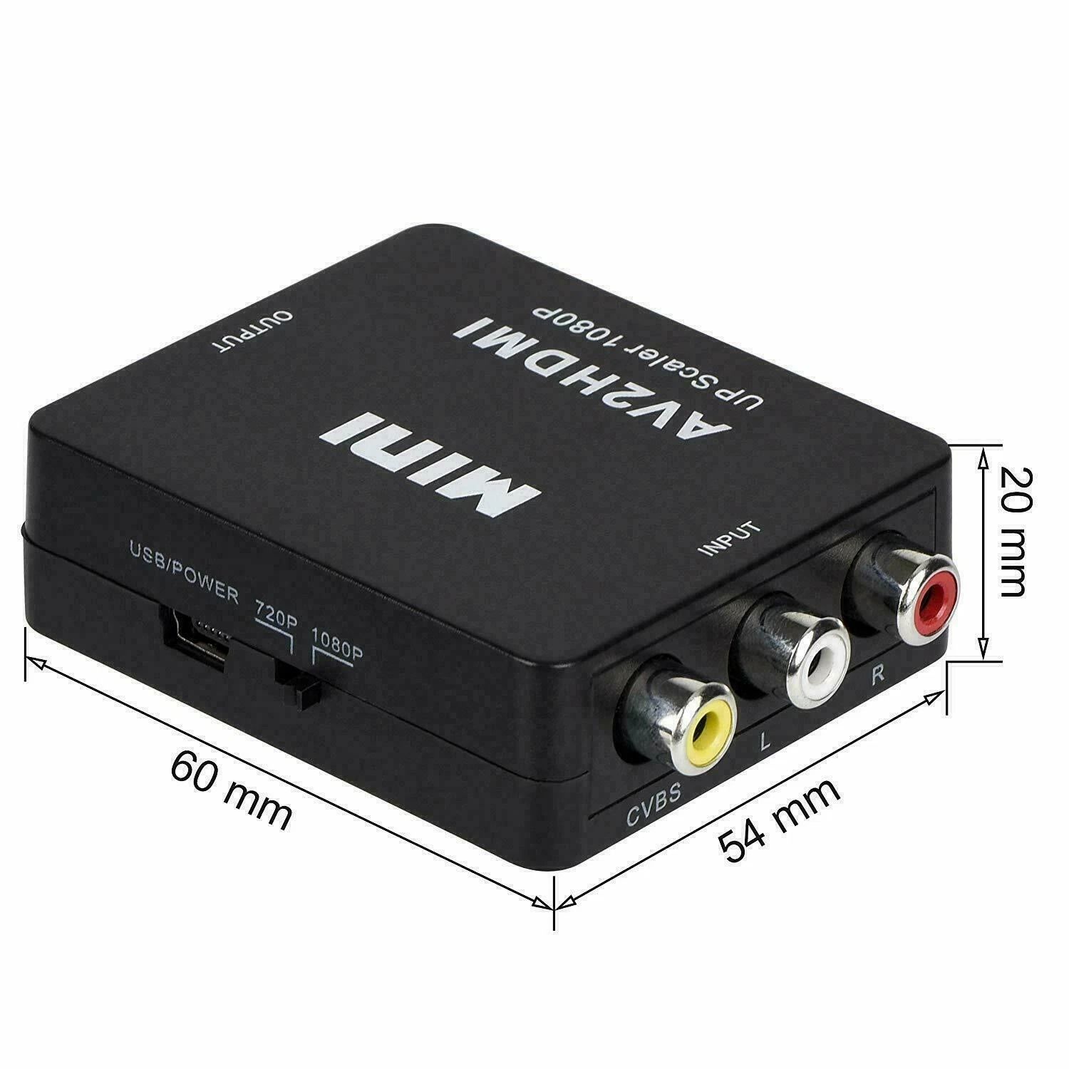 Adaptador RCA AV a HDMI HD, adaptador de video — imagen 2