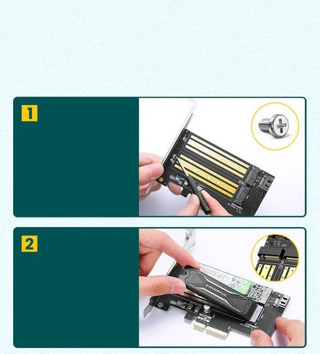 Tarjeta Adaptadora PCIe 3.0 x4 a SSD Dual M.2 NVMe / SATA Ugreen — imagen 4