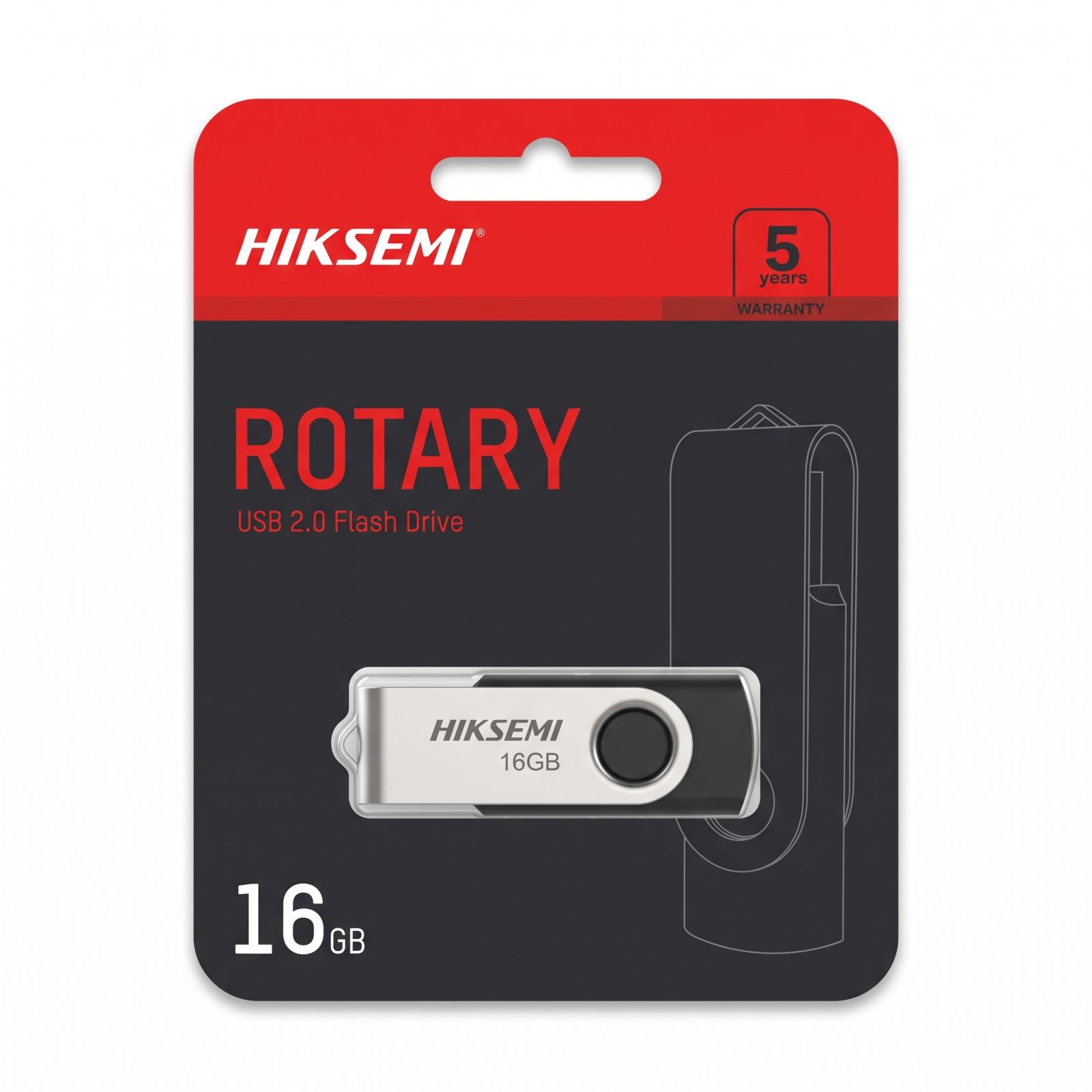 Memoria USB 2.0 16GB HIKSEMI ROTARY M200S (Giratoria / Metal)