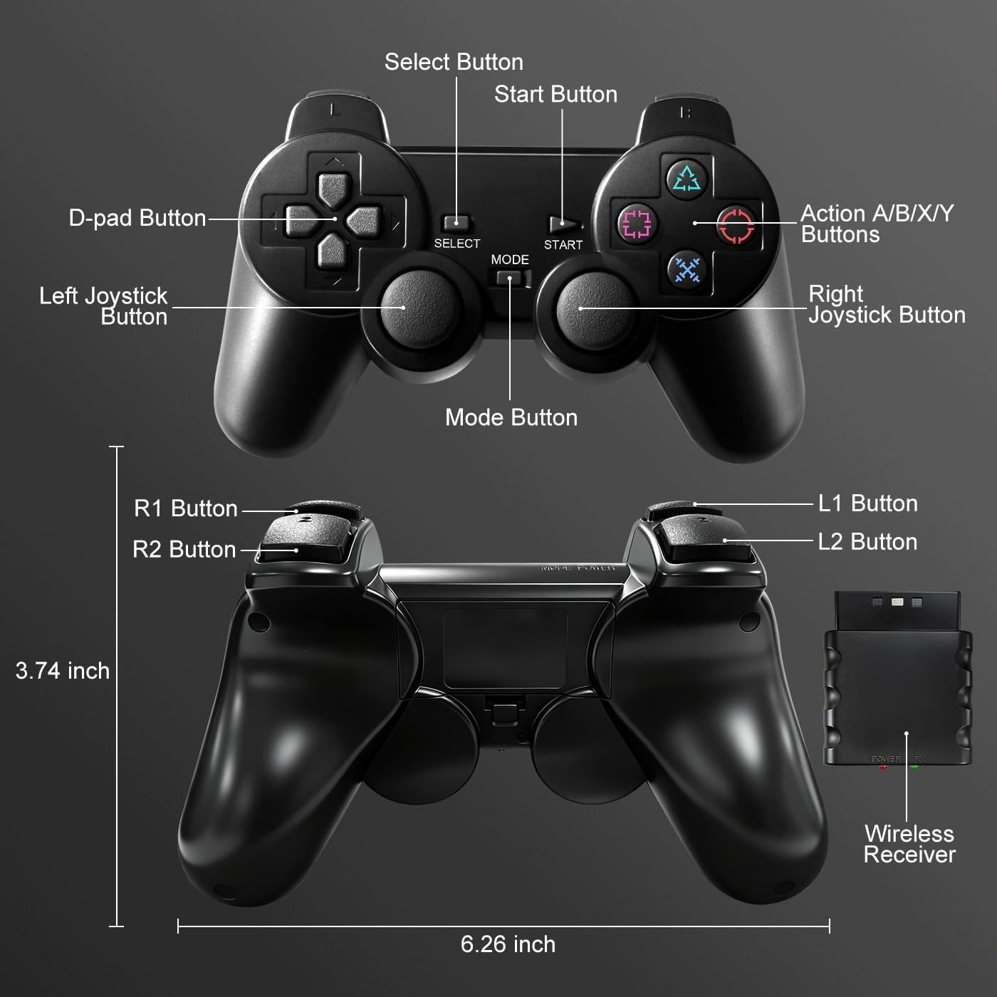 Pack 2 Controles nalámbricos Playstation 2 — imagen 5
