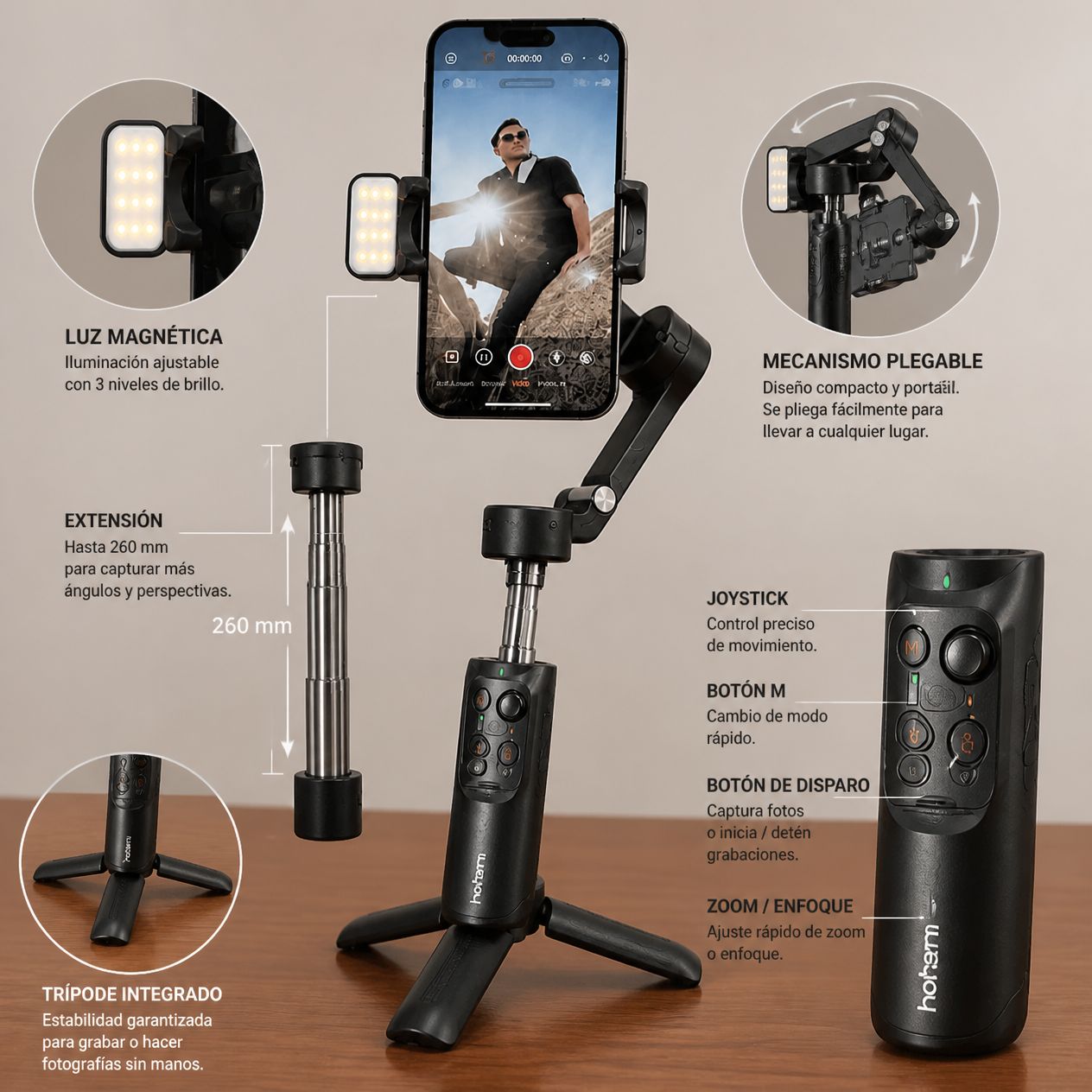 Estabilizador Gimbal de 3 Ejes para Smartphone Hohem iSteady X3