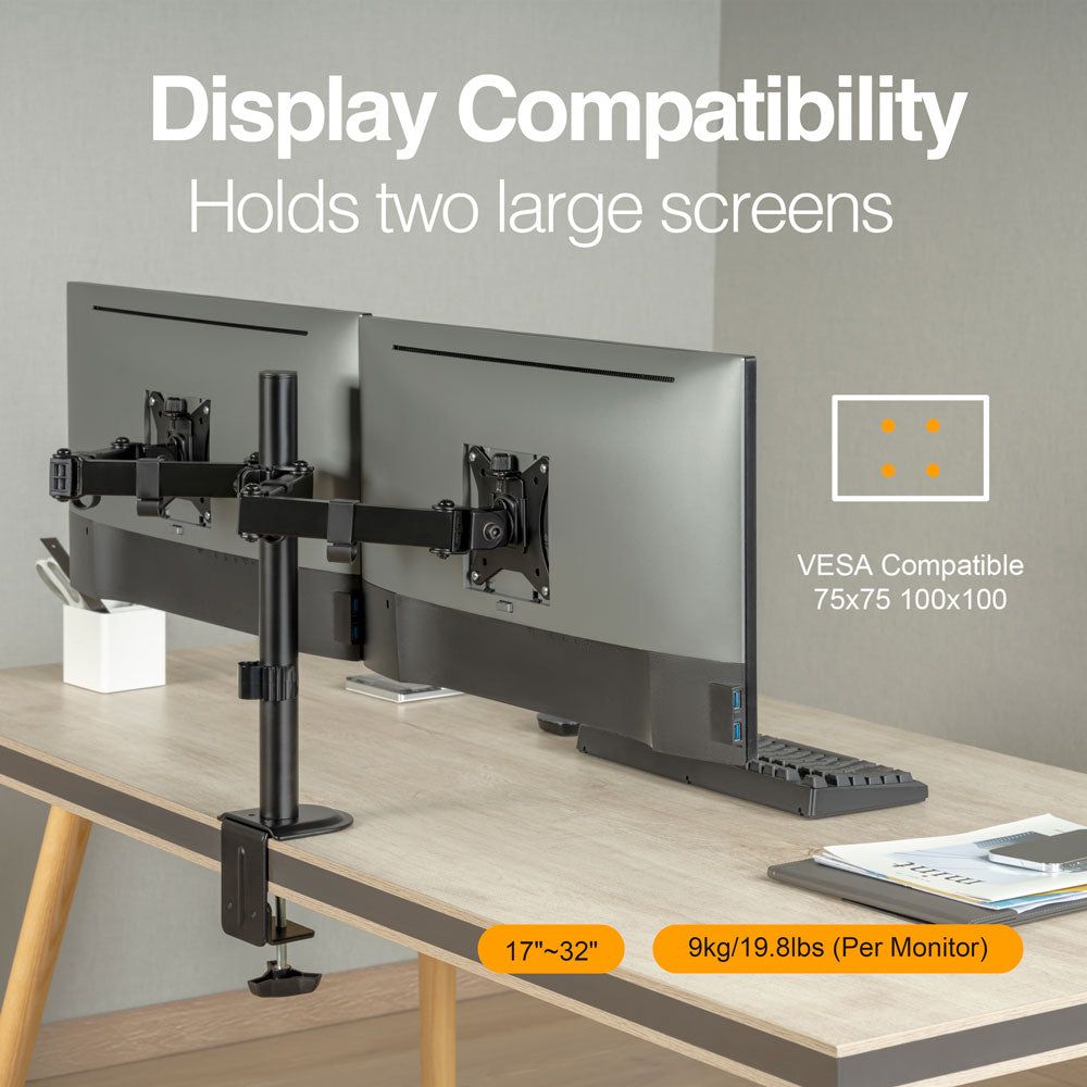 Soporte monitor LCD/LED dual ARGOM "17-32" con abrazadera — imagen 4