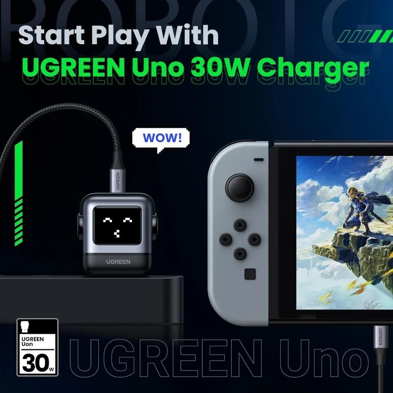 Adaptador corriente mini robot Usb-c carga rápida 30w gris Ugreen — imagen 4