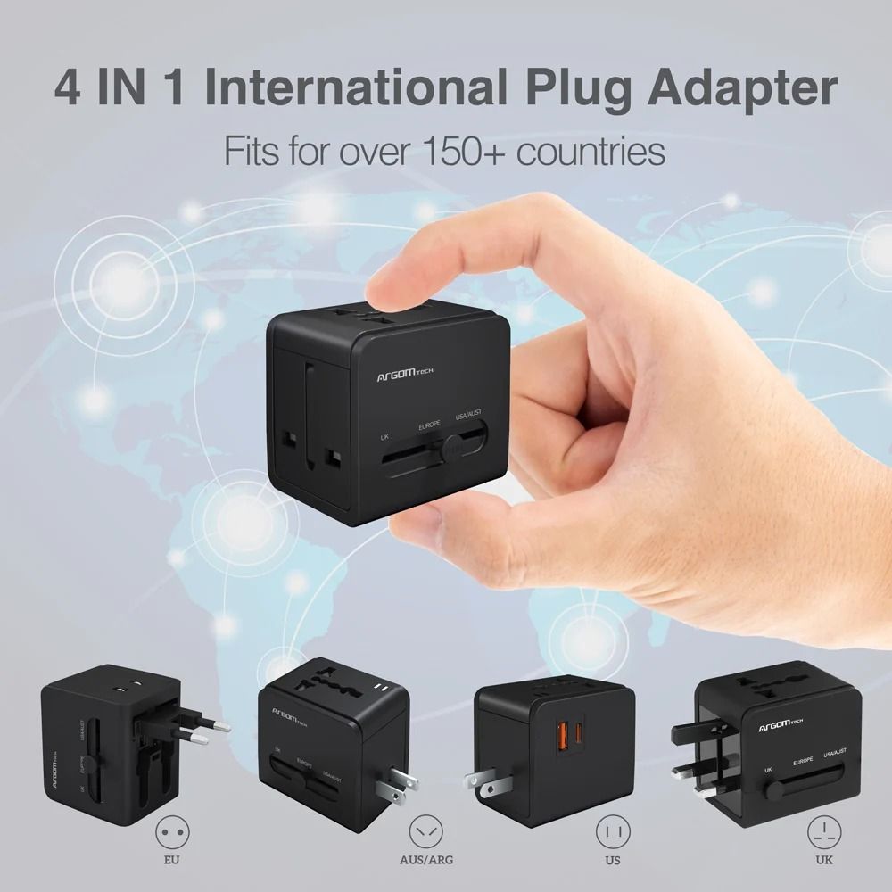 Adaptador de viaje universal 4 tipos de enchufes USB y PD tipo C 20w — imagen 4