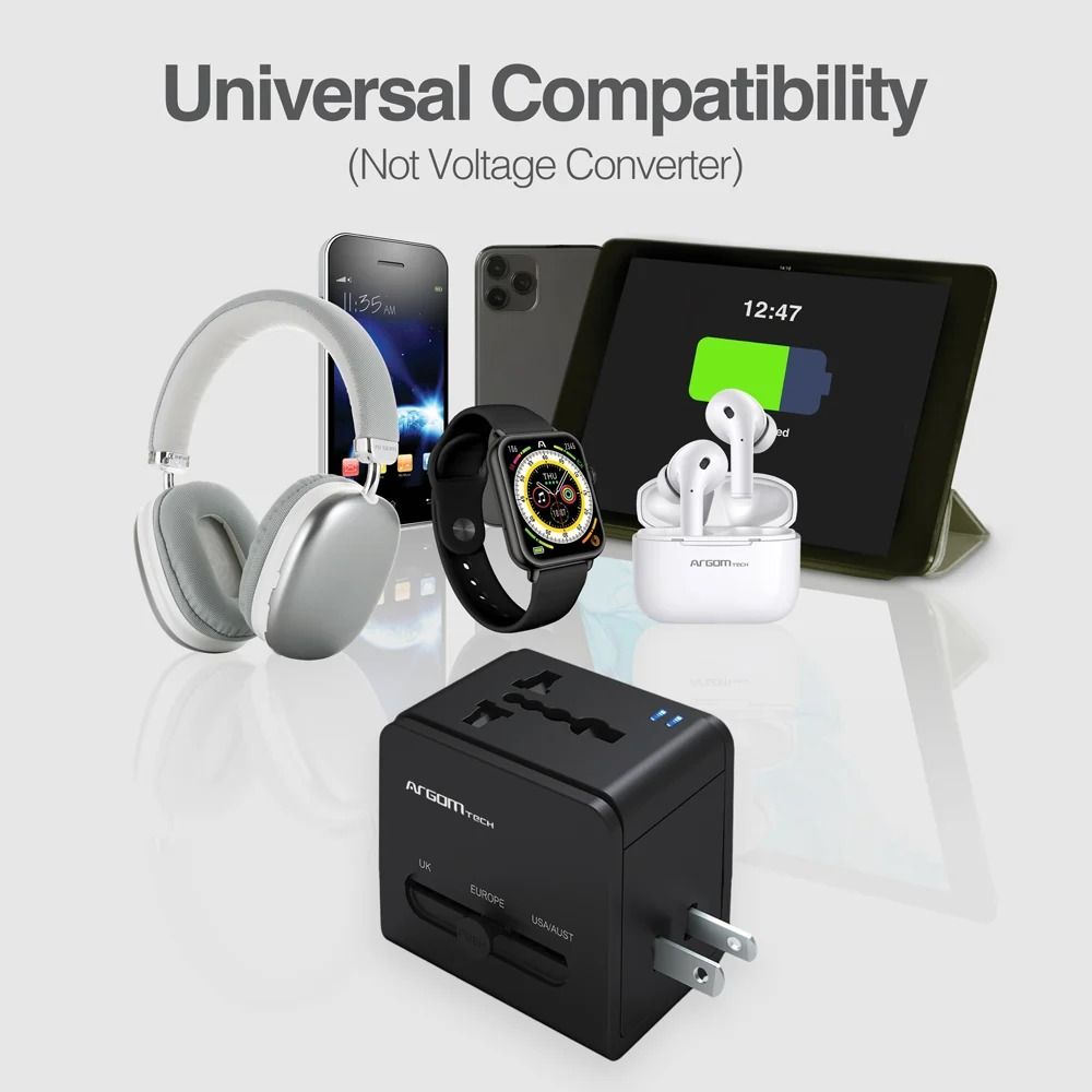 Adaptador de viaje universal 4 tipos de enchufes USB y PD tipo C 20w — imagen 5