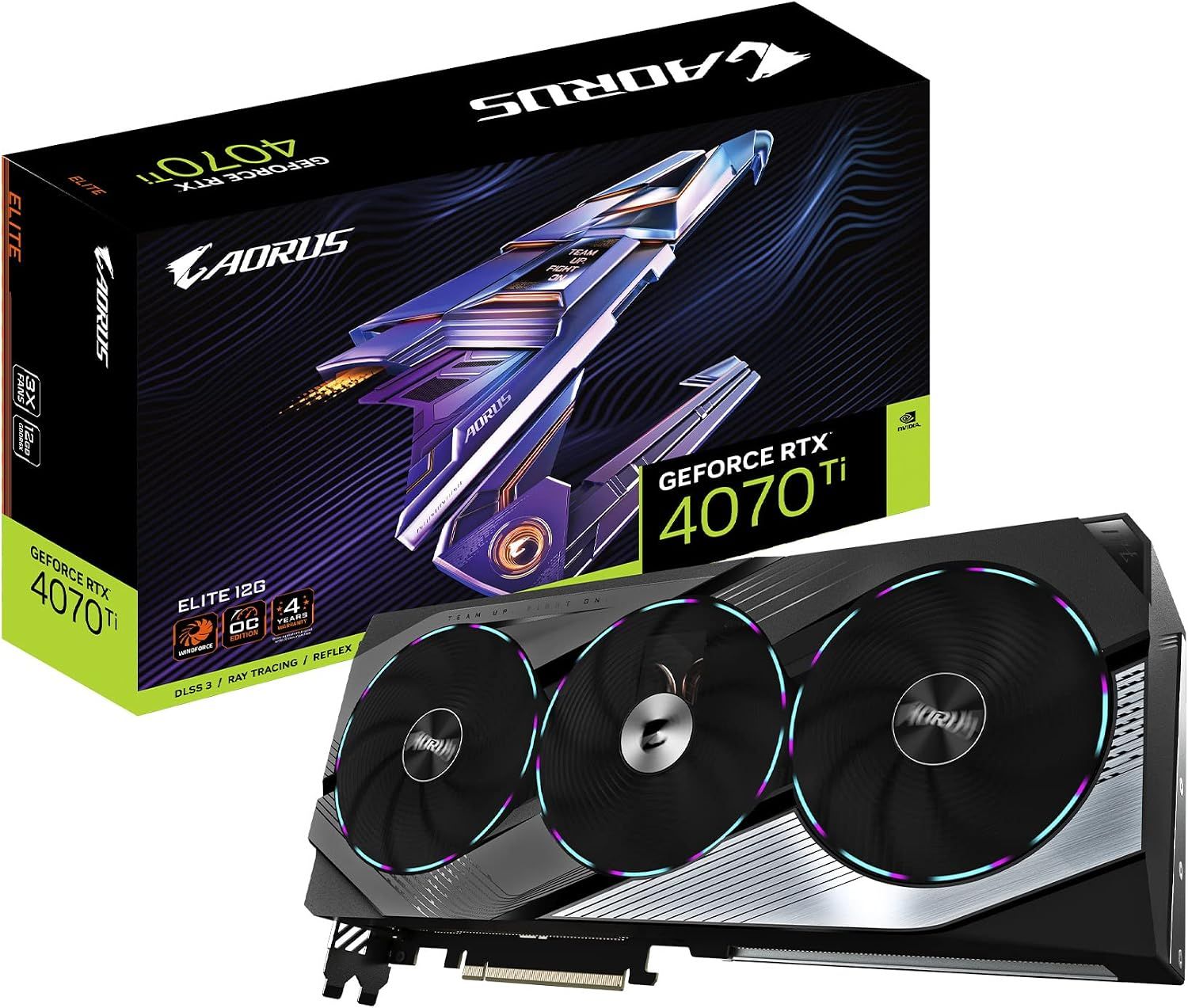 Tarjeta Gráfica Gigabyte AORUS GeForce RTX 4070 Ti ELITE 12G GDDR6X