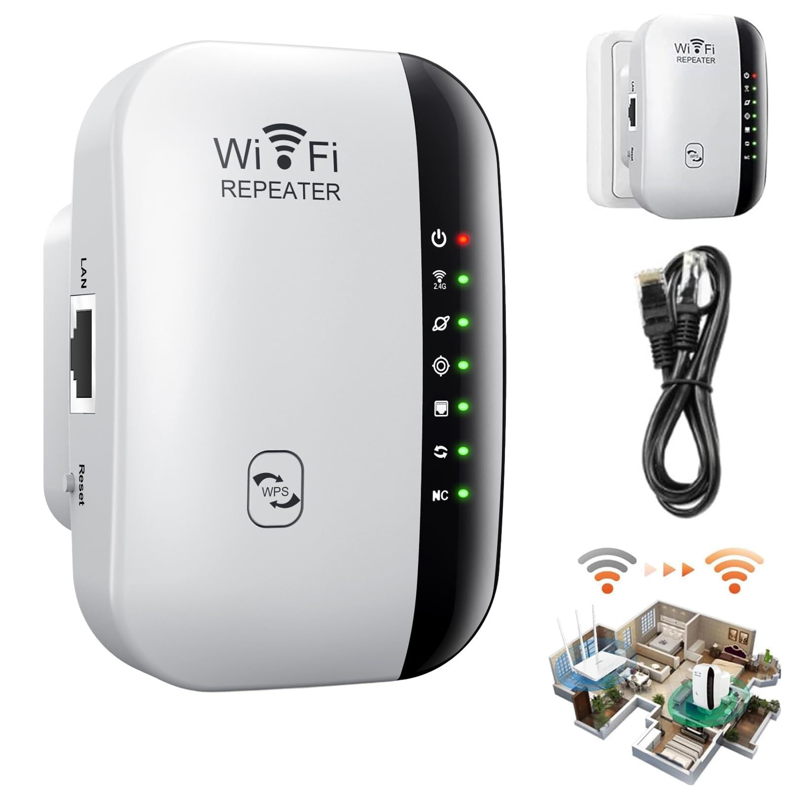 Repetidor y Extensor de Cobertura Wi-Fi Inalámbrico 300 Mbps