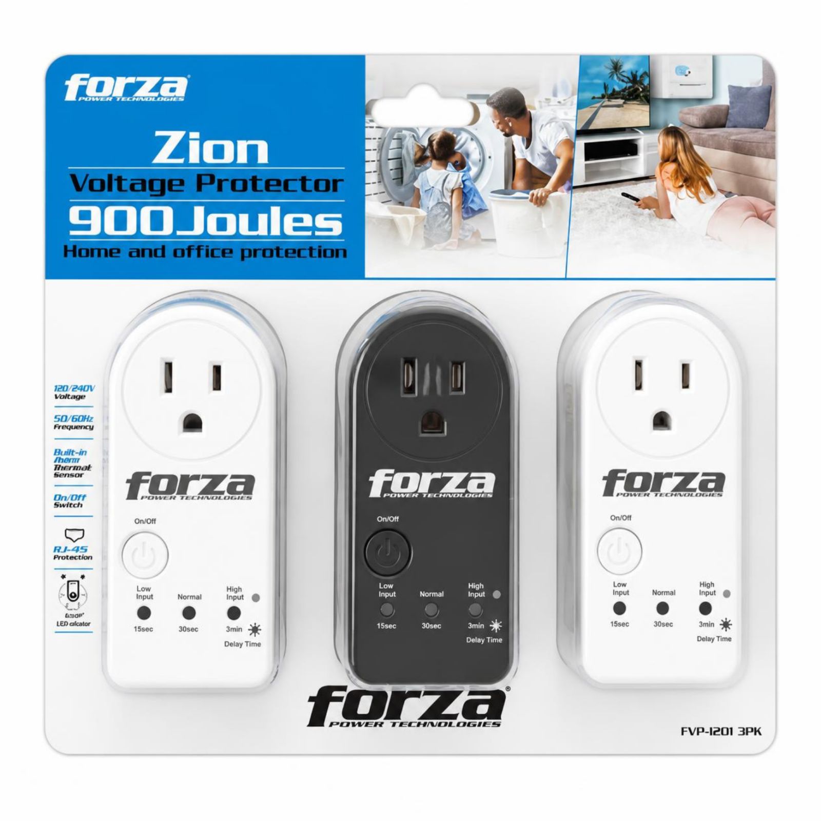 Regulador de Voltaje Forza Zion 900 Joules para Hogar y Oficina