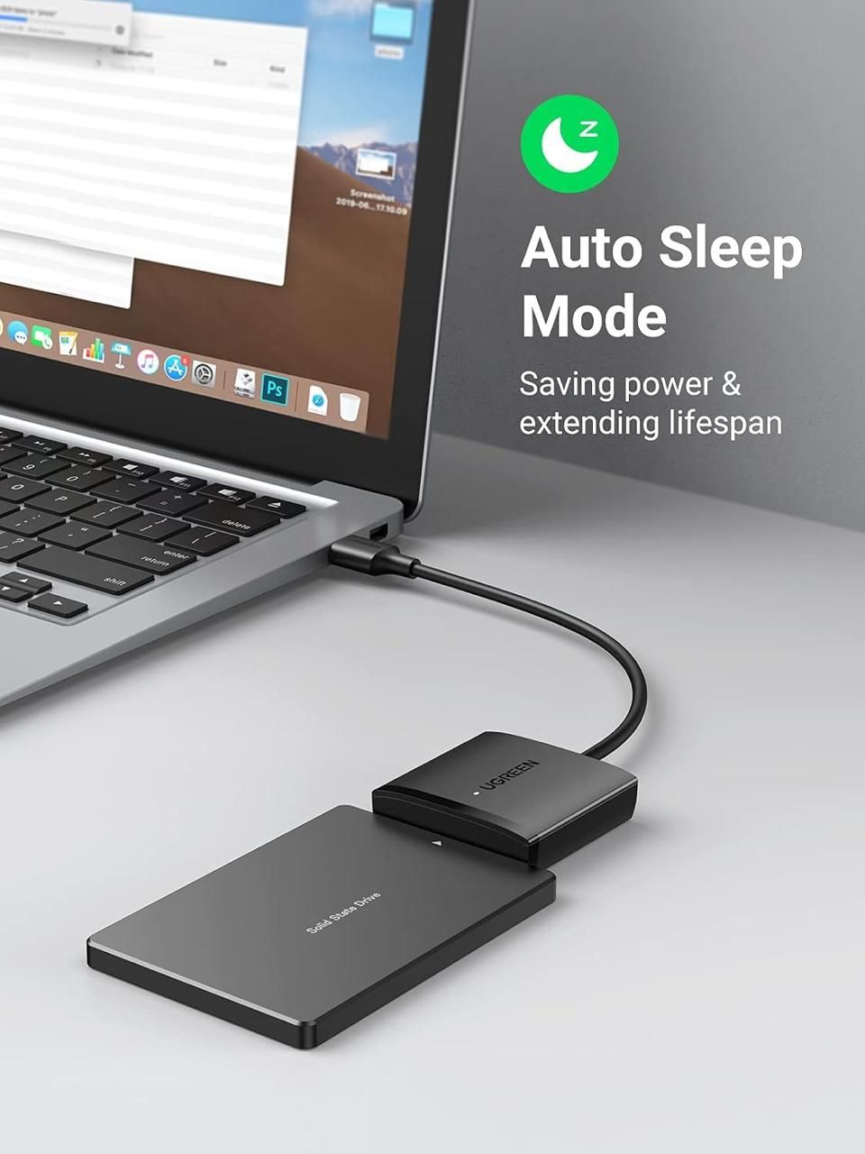 Adaptador / Cable Convertidor USB 3.0 a SATA III UGREEN CM257 para Discos Duros y SSD 2.5" / 3.5"