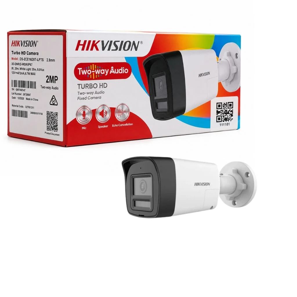 HIKVISION 2MP Audio bidireccional y sirena 2.8 mm para exteriores