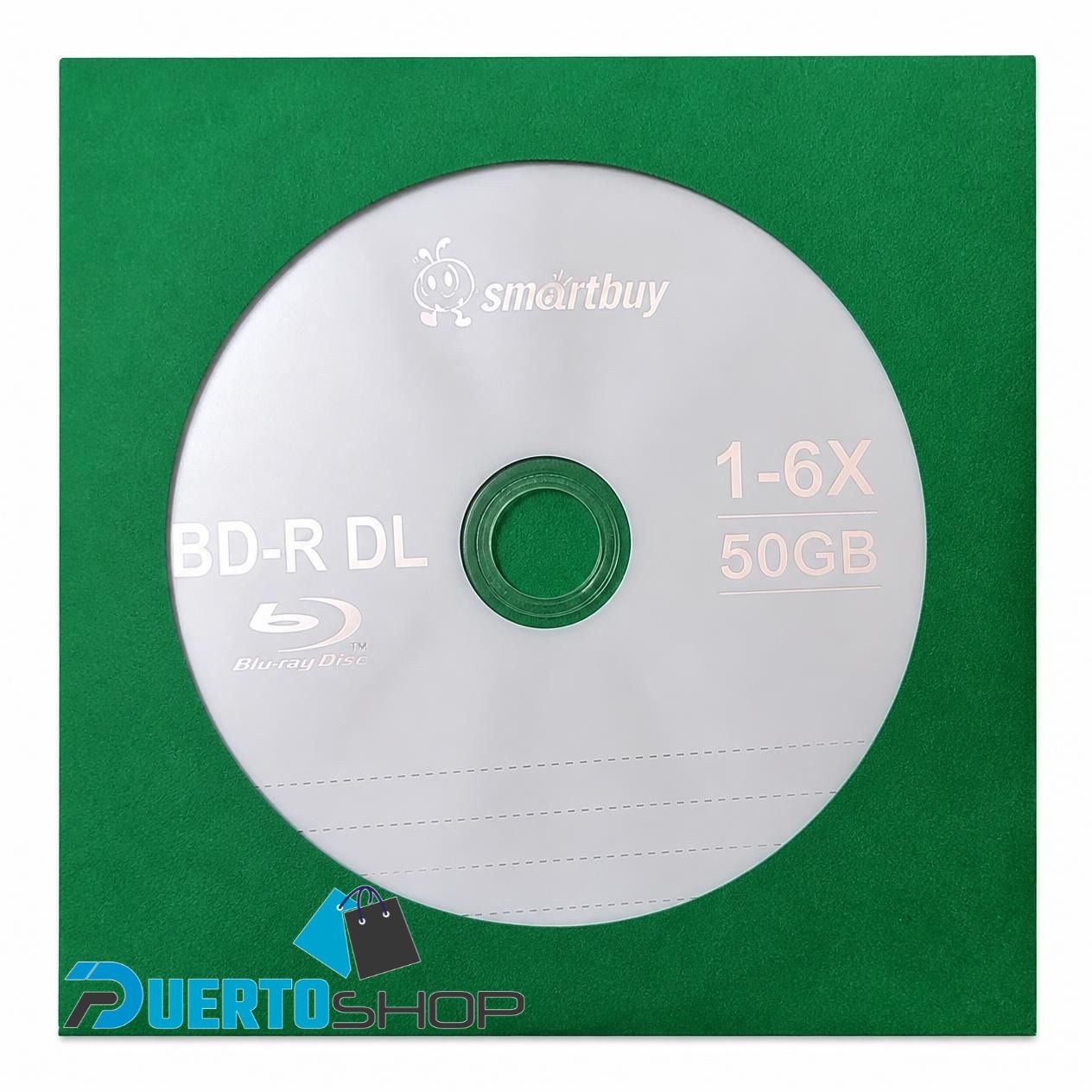 Disco Blu-ray Grabable BD-R DL Smartbuy 50GB Doble Capa 6X para Datos y Video HD