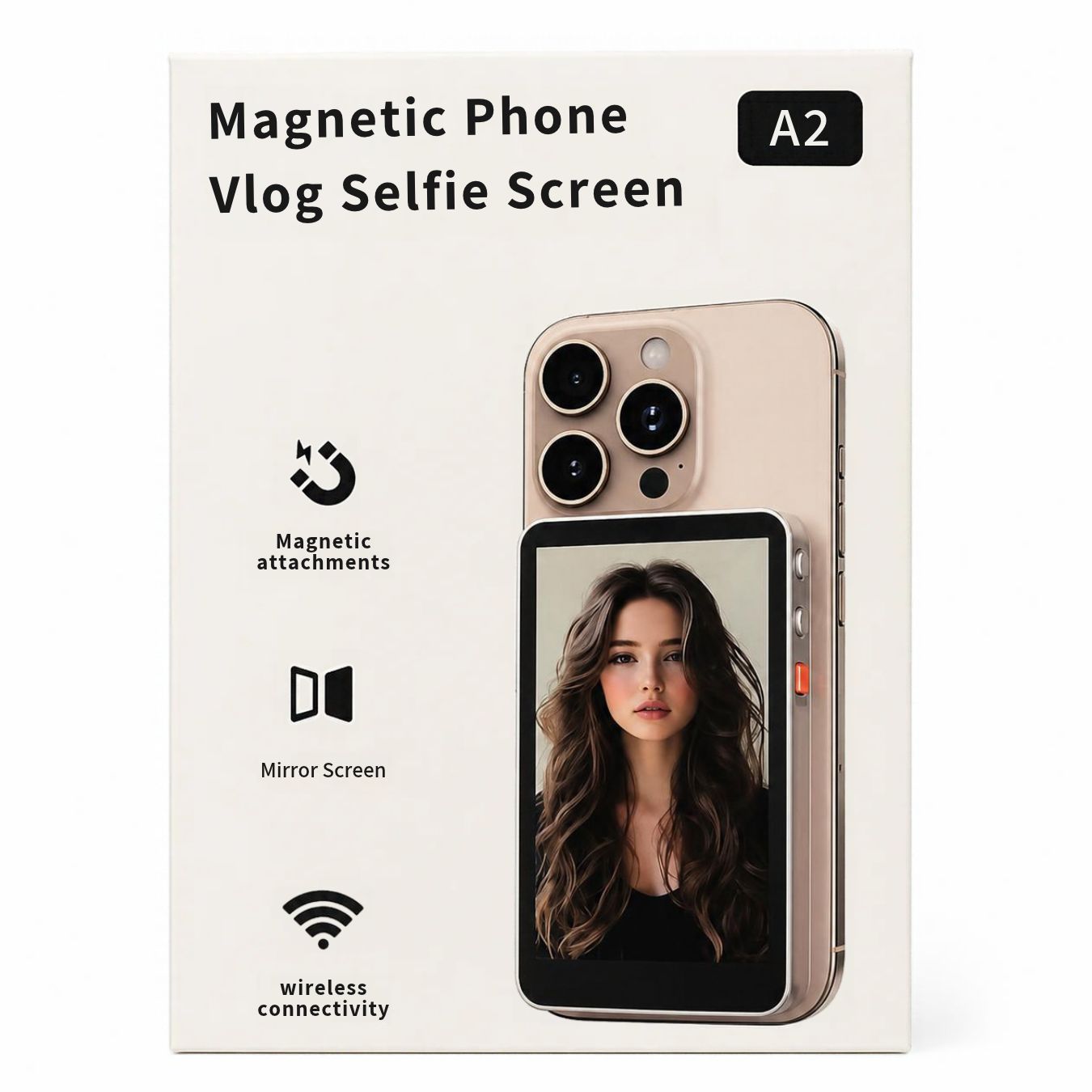 Monitor / Pantalla Magnética Inalámbrica para Teléfono Vlog Selfie A2 (Espejo de Cámara Trasera)