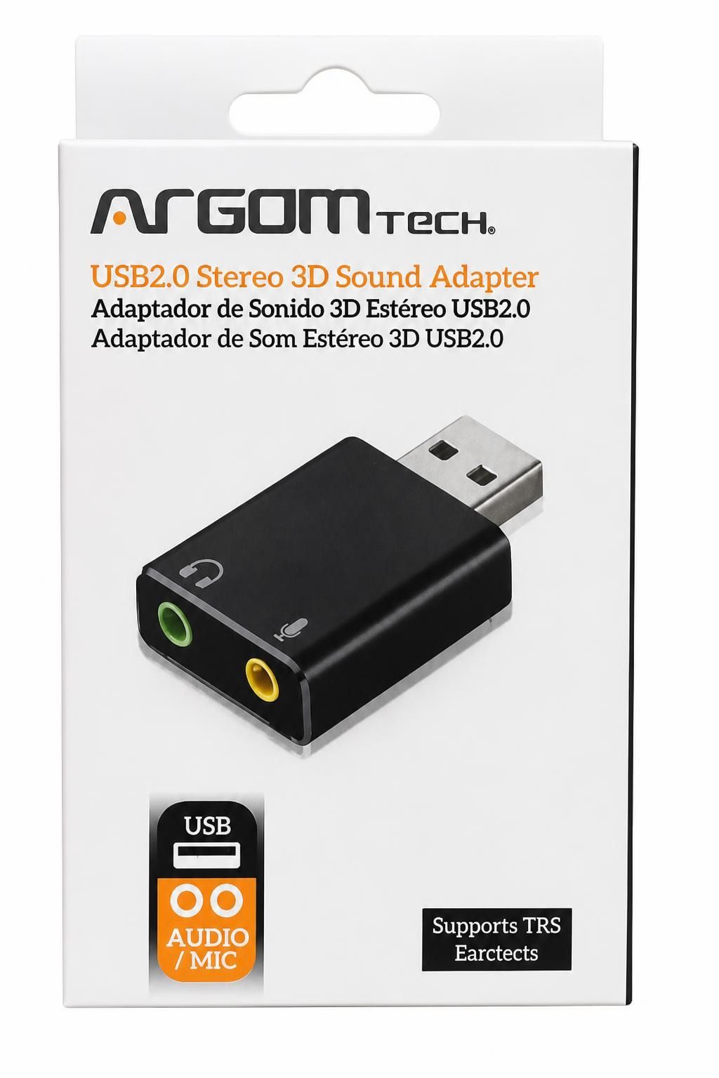 Adaptador de Sonido Externo USB 2.0 a Audio 3.5mm y Micrófono 3D Estéreo ArgomTech
