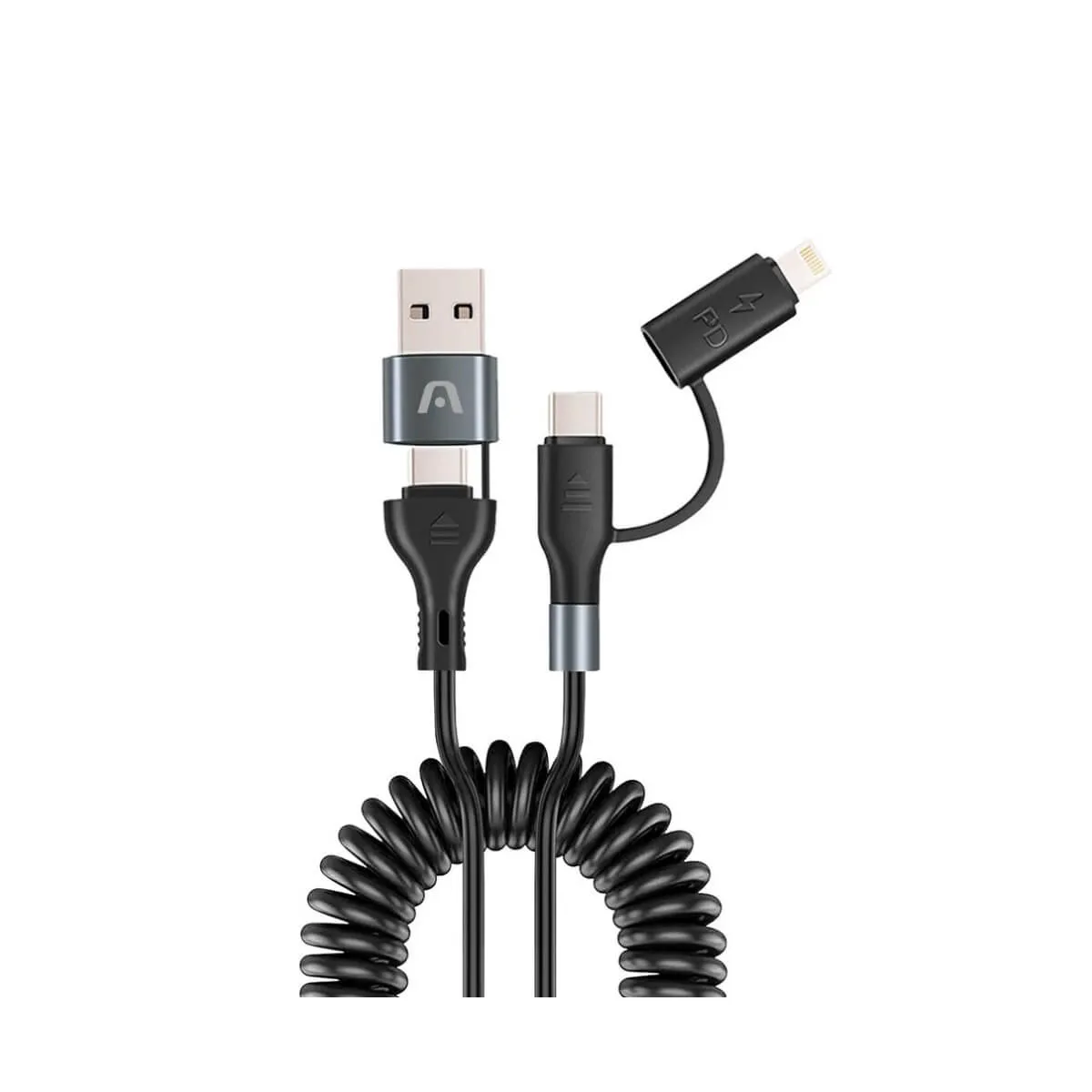 Cable de carga y datos ArgomTech DuraCoil 4 en 1.